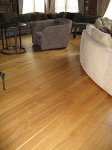 Wide solid cherry wood plank.