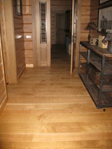 Wide solid cherry wood plank.