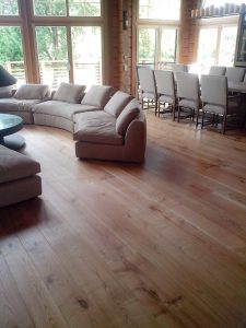 Wide solid cherry wood plank.