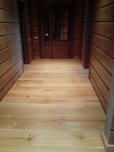 Wide solid cherry wood plank.