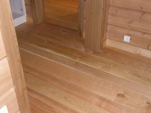 Wide solid cherry wood plank.