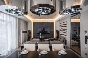A modern apartment with an avant-garde art collection.
