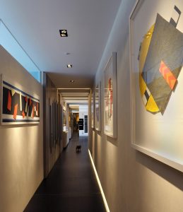 A modern apartment with an avant-garde art collection.