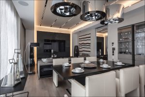 A modern apartment with an avant-garde art collection.