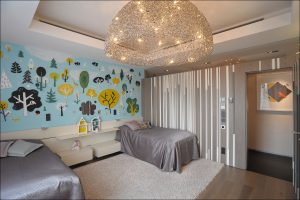 A modern apartment with an avant-garde art collection.