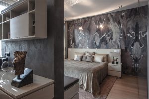 A modern apartment with an avant-garde art collection.