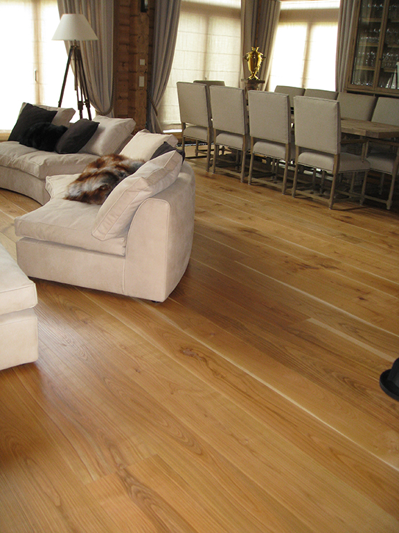 Wide solid cherry wood plank.